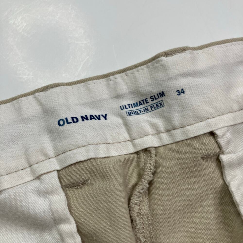 Old Navy | Ultimate Slim Built-In Flex Tan Cotton Chino Shorts Mens 34 - Picture 3 of 6